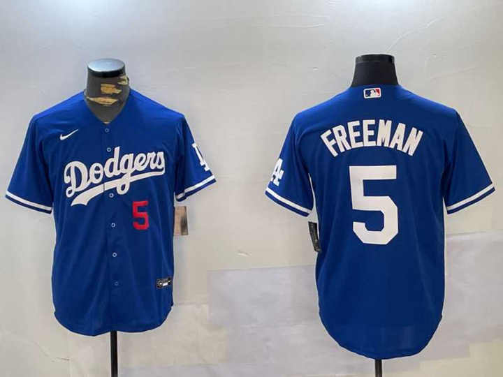 Men%27s Los Angeles Dodgers #5 Freddie Freeman Number Blue Cool Base Jersey->los angeles dodgers->MLB Jersey